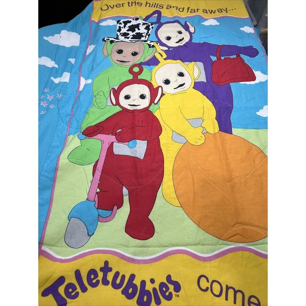 Vintage Teletubbies Twin Comforter Bedding 2-sided READ Tinky Winky Dipsy